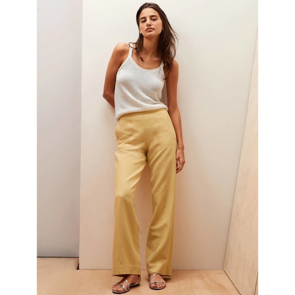 Banana Republic Pants - Banana Republic Yellow Linen Pants Wide Leg Elastic Waist Pull-on Pants Sz XL